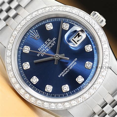 rolex datejust white gold blue face